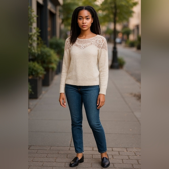 Sweet Love Elegant Cream Lace Sweater - Picture 1 of 10